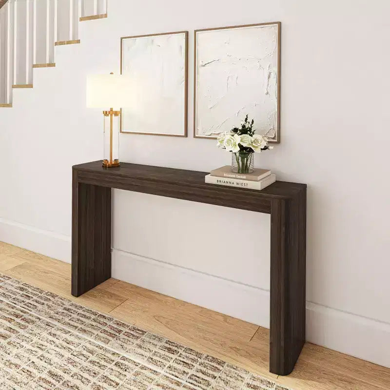 Table console Plank+Beam 56 en bois massif, Table de canapé Conture à bords arrondis, Table d'entrée étroite, Tables console pour entrée