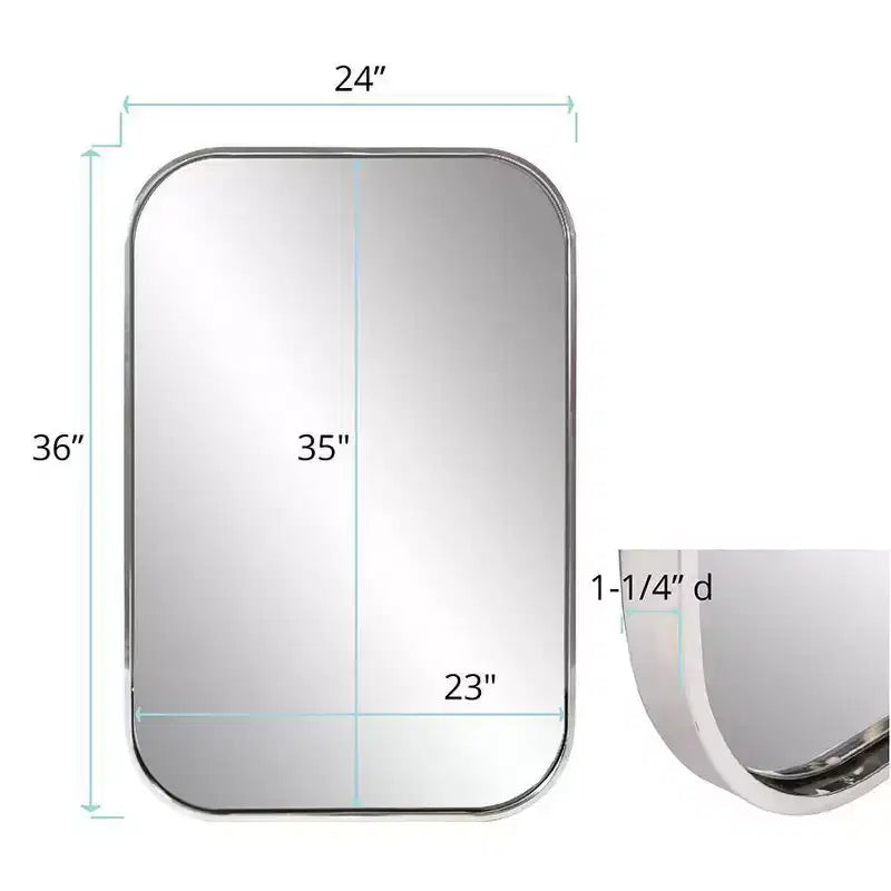 Miroir mural rectangulaire Howard Elliott 36x24 Milo avec cadre en acier inoxydable