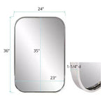 Miroir mural rectangulaire Howard Elliott 36x24 Milo avec cadre en acier inoxydable