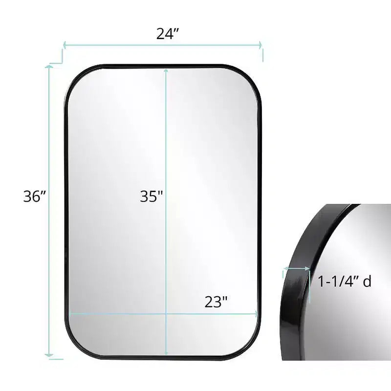 Miroir mural rectangulaire Howard Elliott 36x24 Milo avec cadre en acier inoxydable