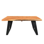Table basse en bois massif faite à la main à bord irrégulier (Inde) - 31 x 45 x 16
