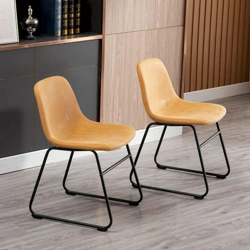 Chaises de salle à manger modernes en similicuir avec structure en métal (lot de 2) - Résistantes à l'eau