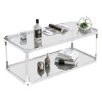 Tables basses chromées Table basse en verre avec étagère