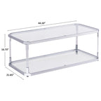 Tables basses chromées Table basse en verre avec étagère