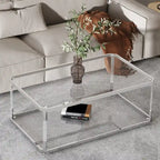 Tables basses chromées Table basse en verre avec étagère