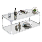 Tables basses chromées Table basse en verre avec étagère