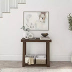 Console en bois massif Plank+Beam 36 avec rangement, table de canapé style ferme classique avec étagère, table d'entrée étroite pour couloir