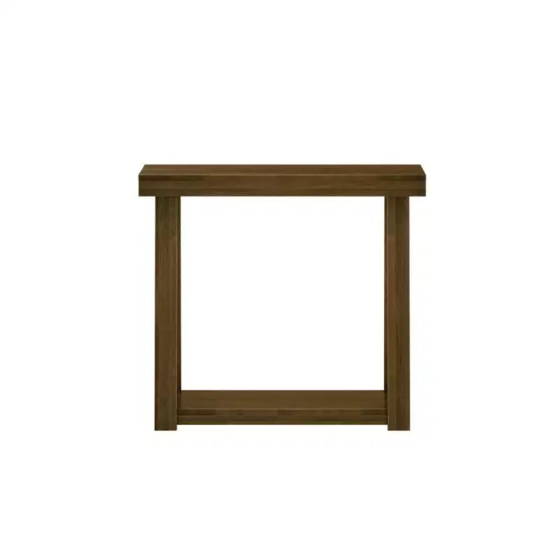 Console en bois massif Plank+Beam 36 avec rangement, table de canapé style ferme classique avec étagère, table d'entrée étroite pour couloir