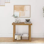 Console en bois massif Plank+Beam 36 avec rangement, table de canapé style ferme classique avec étagère, table d'entrée étroite pour couloir