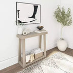 Console en bois massif Plank+Beam 36 avec rangement, table de canapé style ferme classique avec étagère, table d'entrée étroite pour couloir