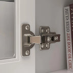 Meuble TV moderne blanc avec portes en verre et tiroirs console de divertissement - 70.9