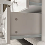 Meuble TV moderne blanc avec portes en verre et tiroirs console de divertissement - 70.9