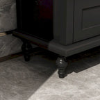 Meuble TV moderne blanc avec portes en verre et tiroirs console de divertissement - 70.9