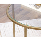 Table d'appoint ronde Int Lux or satiné