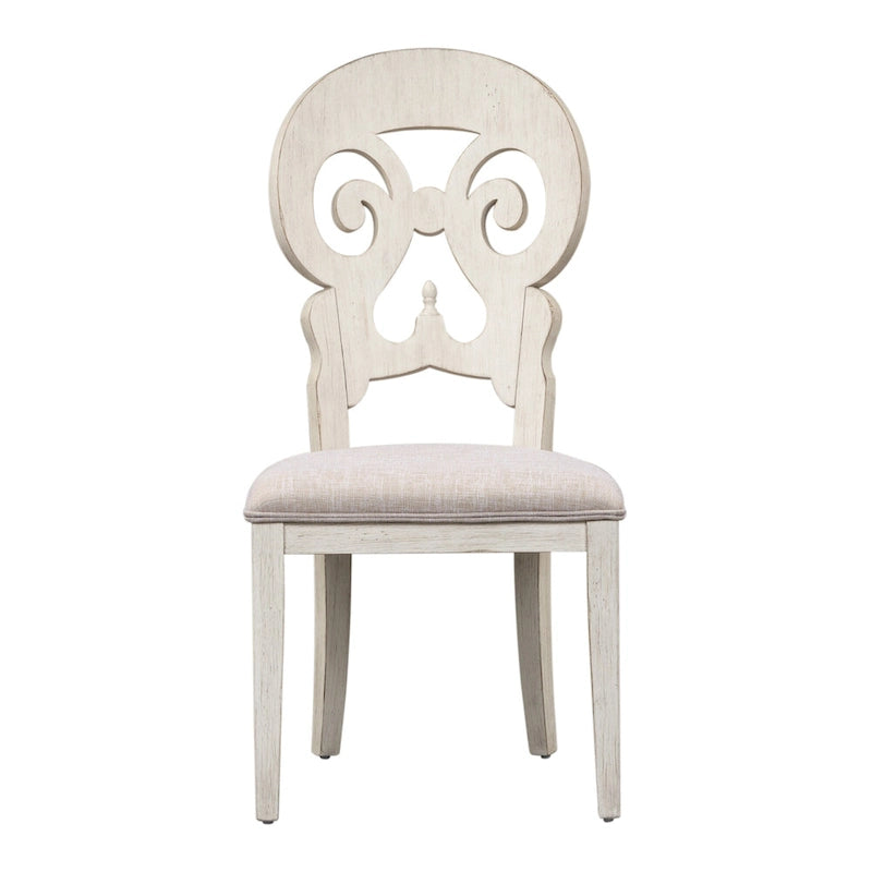 Farmhouse Reimagined Antique White 5 Piece Pedestal Table Set