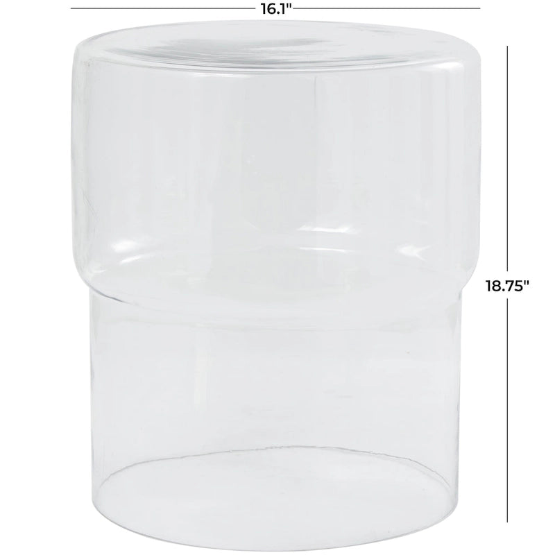 Glass Modern Accent Table - Clear or Red - Roche River Decor