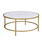 Carolina Living Verazano Faux Marble Top 36 Round Coffee Table - Gold