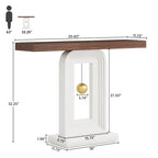 Modern Console Table with Geometric Base, 39.4 inch Narrow Sofa Table with Gold Decor for Living Room Entryway Hallway Entrance