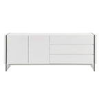 Buffet IL VETRO en laque blanche haute brillance avec verre transparent.