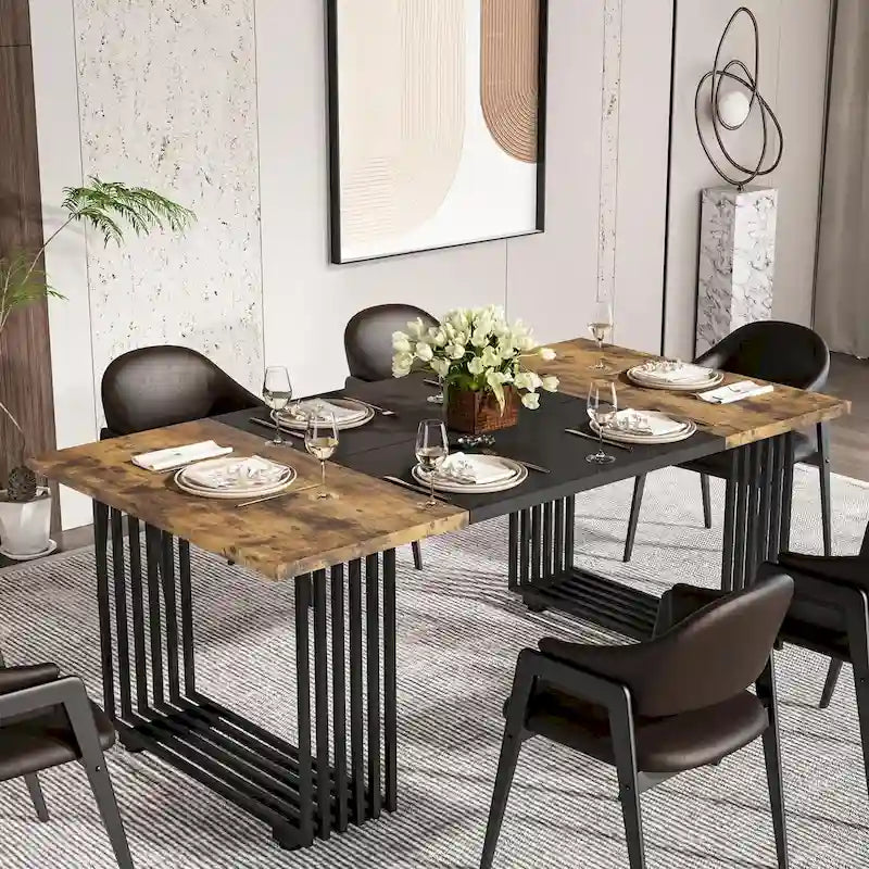 Table de salle à manger moderne pour 6-8 personnes, 180 cm de long, blanche