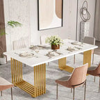 Table de salle à manger moderne pour 6-8 personnes, 180 cm de long, blanche