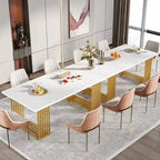 Table de salle à manger moderne pour 6-8 personnes, 180 cm de long, blanche