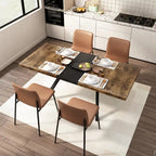 Table à manger rectangulaire rétro avec plateau Carole et plaque centrale noire gaufrée