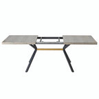 Table à manger rectangulaire rétro avec plateau Carole et plaque centrale noire gaufrée
