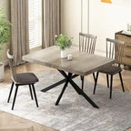 Table à manger rectangulaire rétro avec plateau Carole et plaque centrale noire gaufrée