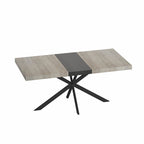 Table à manger rectangulaire rétro avec plateau Carole et plaque centrale noire gaufrée