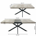 Table à manger rectangulaire rétro avec plateau Carole et plaque centrale noire gaufrée