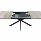 Table à manger rectangulaire rétro avec plateau Carole et plaque centrale noire gaufrée