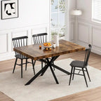 Table à manger rectangulaire rétro avec plateau Carole et plaque centrale noire gaufrée