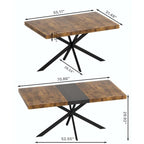 Table à manger rectangulaire rétro avec plateau Carole et plaque centrale noire gaufrée