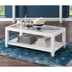 Table basse Cordero en bois et verre, largeur 48 pouces, avec étagère de rangement