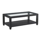 Table basse Cordero en bois et verre, largeur 48 pouces, avec étagère de rangement
