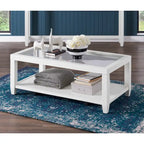 Table basse Cordero en bois et verre, largeur 48 pouces, avec étagère de rangement