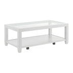 Table basse Cordero en bois et verre, largeur 48 pouces, avec étagère de rangement