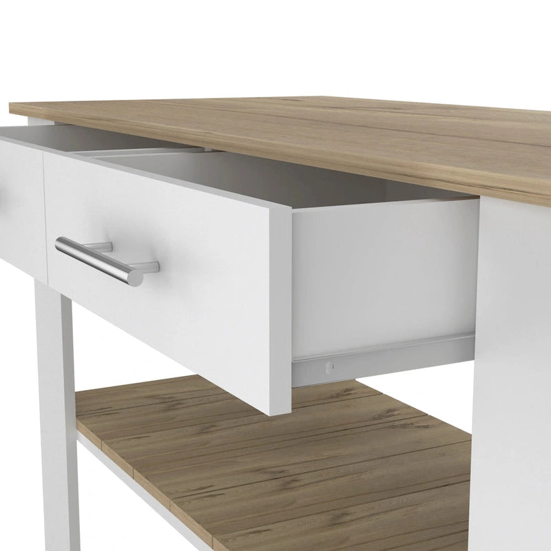TUHOME Cala Kitchen Island 46 Kitchen Island with 2 Drawers