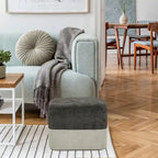 Adeco Square Fabric Ottoman Two-Color Stitching Footrest Stool