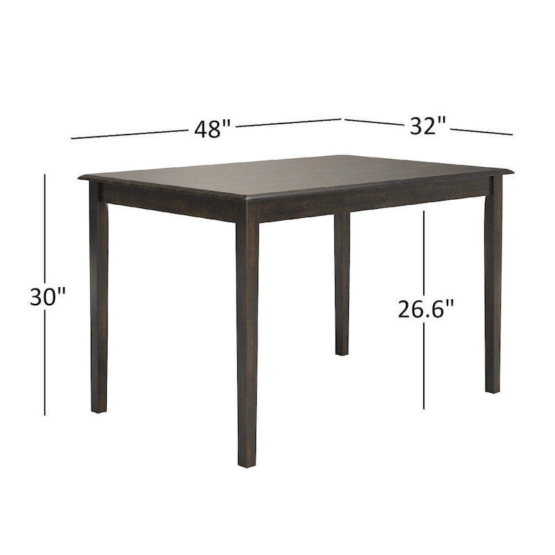 Wilmington II 48-Inch Rectangular Antique Black 5-Piece Dining Set by iNSPIRE Q Classic