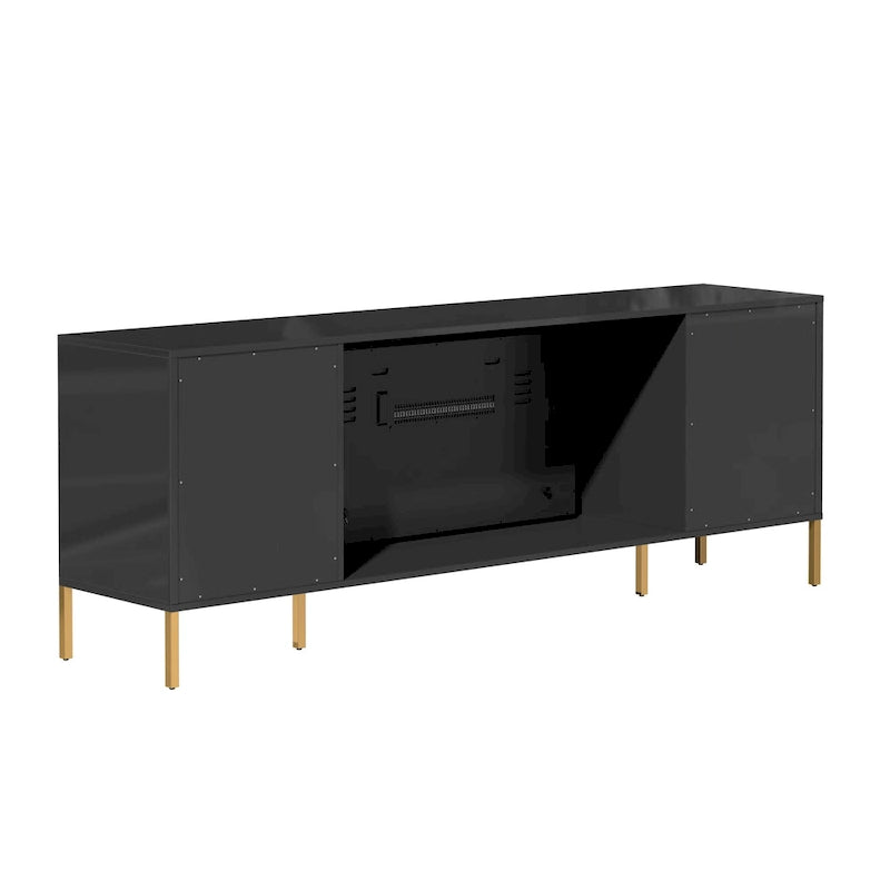 Clihome High Gloss Storage 70 TV Stand with 36 Electric Fireplace
