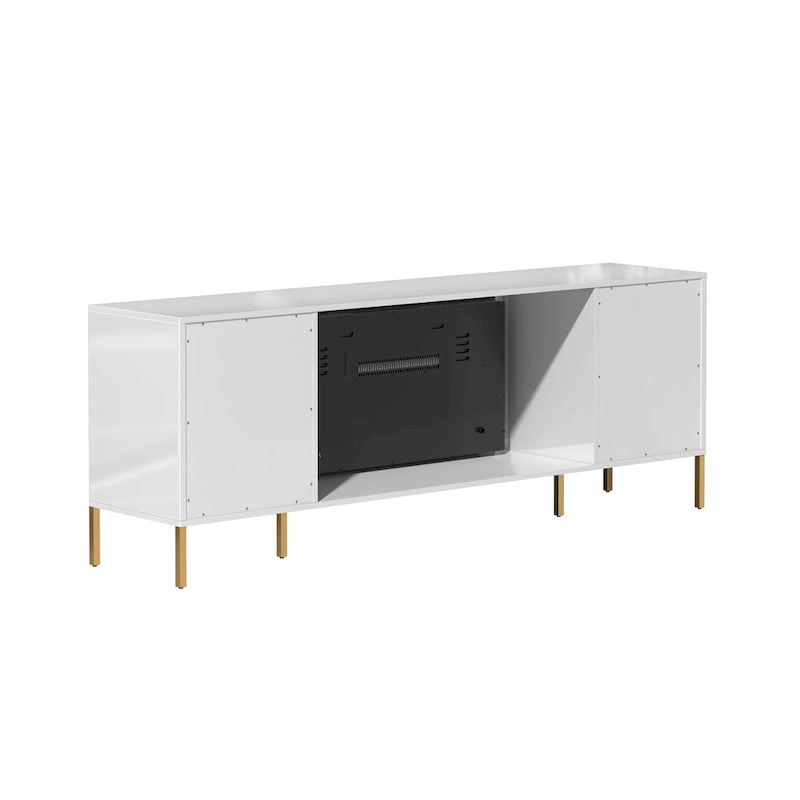 Clihome High Gloss Storage 70 TV Stand with 36 Electric Fireplace