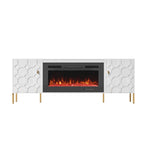 Clihome High Gloss Storage 70 TV Stand with 36 Electric Fireplace