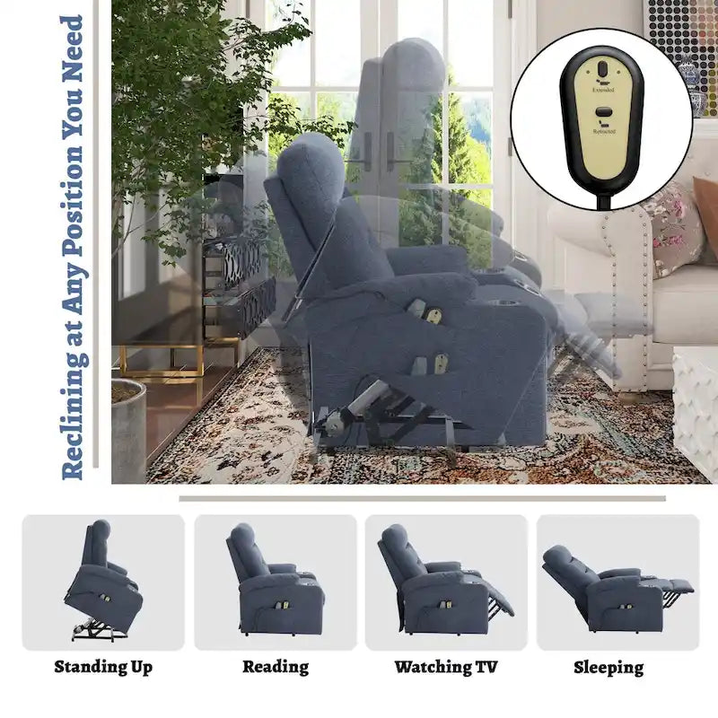 Clihome Soft Upholstered Electric Massage Recliner with Cup Holder