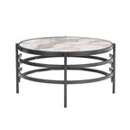 32.48 Modern Round Coffee Table with Sintered Stone Top & Sturdy Metal Frame