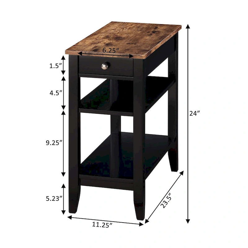 Convenience Concepts American Heritage 1 Drawer Chairside End Table with Shelves