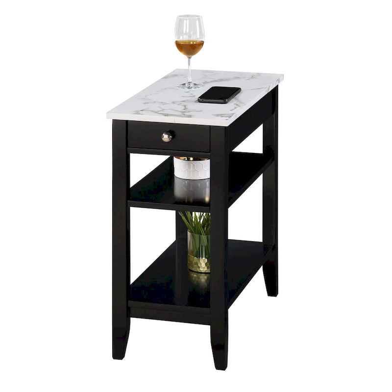 Convenience Concepts American Heritage 1 Drawer Chairside End Table with Shelves