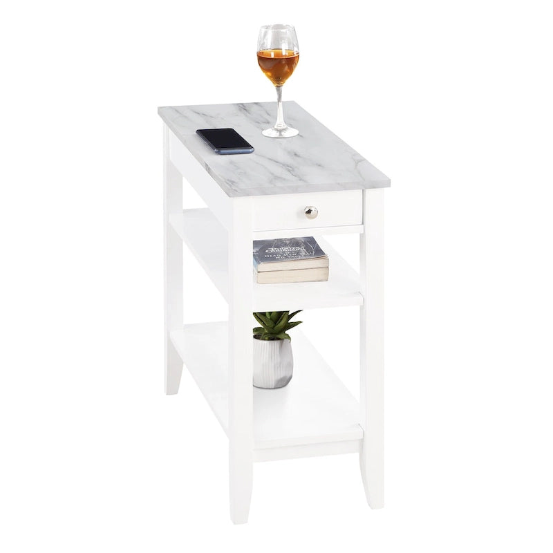 Convenience Concepts American Heritage 1 Drawer Chairside End Table with Shelves