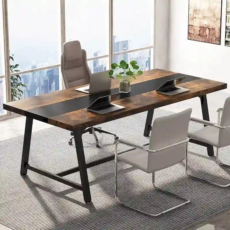 Table de conférence rectangulaire de 1,80 m, table de réunion de 180 cm pour 6 à 8 personnes